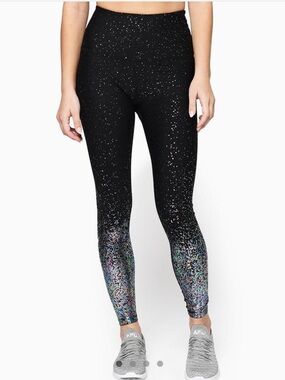 BEYOND YOGA Alloy Ombre High Waisted Midi Legging Sz S Black Sparkle Gym
